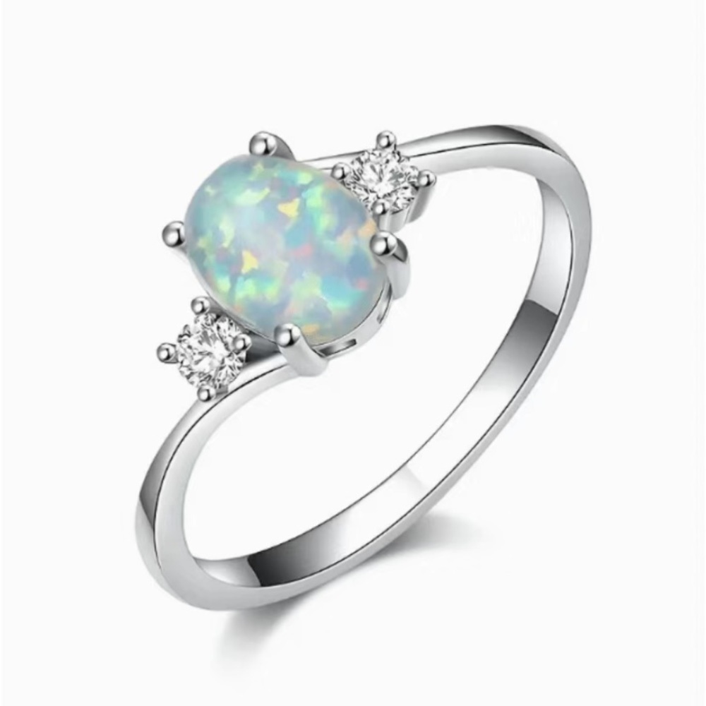 Opal Silver Tone Ring
